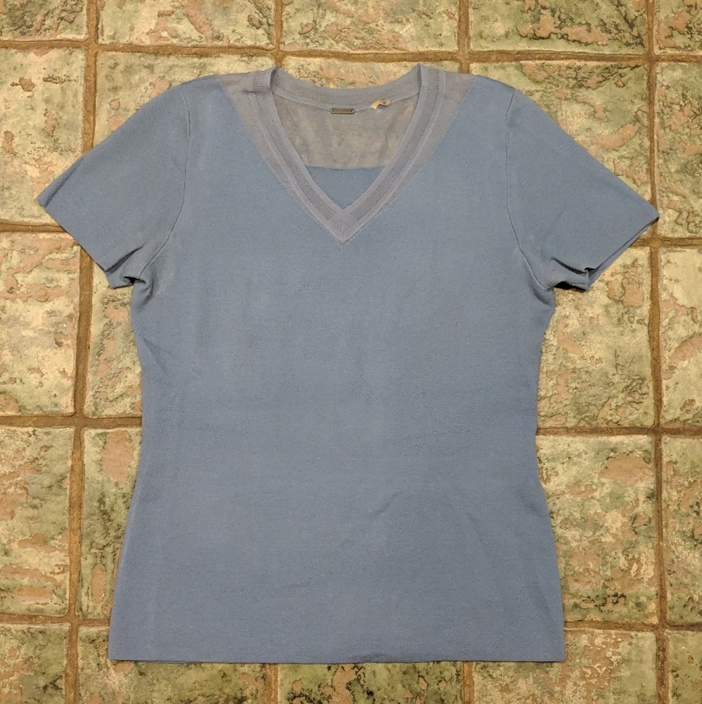 Elie Tahari Extra Fine Merino wool mesh detail M